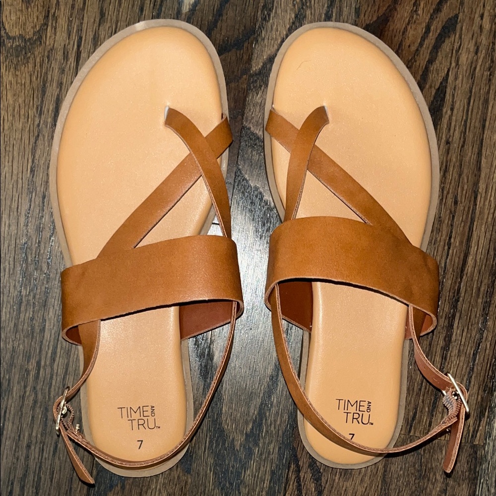 Time and Tru Women's Brown Strappy Sandals
